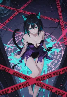 Cat Girl Summoned Behind Warning Tape