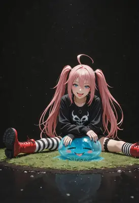 Playful Pink Haired Girl and Slime
