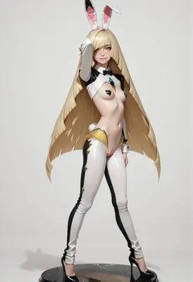 Blonde Bunny Girl in Latex Suit