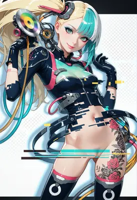 Cybernetic Diva with Glitch Aesthetics