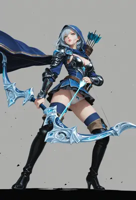 Blue Hooded Archer in Combat Gear