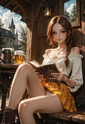 Maiden Reading in the Tavern