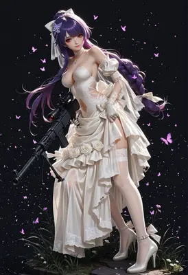 Armed Bride with Purple Hair