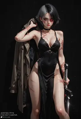 Scarred Warrior in Black Lace