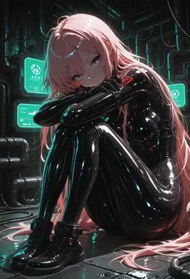 Pink Haired Cyberpunk Girl in Latex