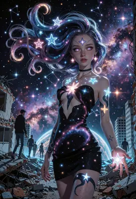 Celestial Being Amidst Urban Ruin