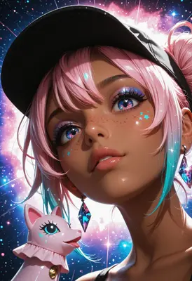 Cosmic Dreamer with Pink Hair
