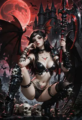 Gothic Succubus Queen with Scythe