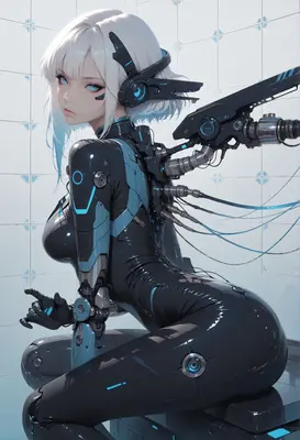 Cybernetic Android with Blue Light Accents