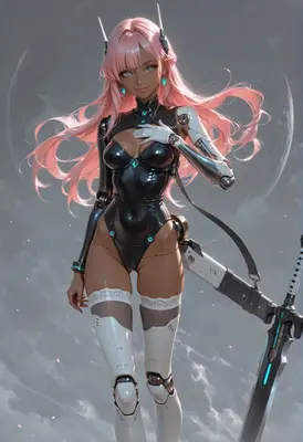 Pink Haired Cybernetic Swordswoman
