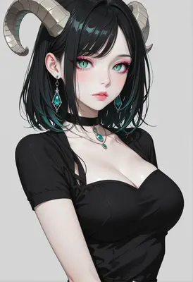 Elegant Demon Girl with Teal Eyes