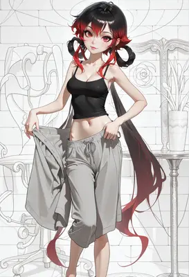 Anime Girl With Red Tipped Hair