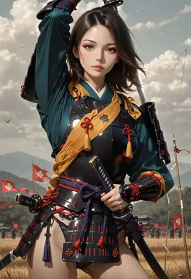 Stoic Samurai Warrior in Traditional Armor