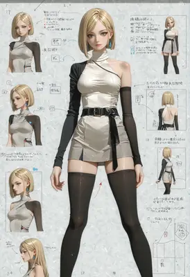 Blonde Character Design Reference Sheet