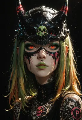 Fiery Demon Queen with Skull Crown