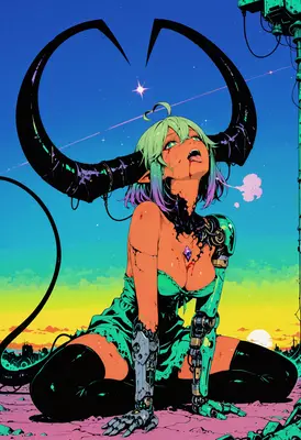 Cyborg Demon Under the Twilight Sky