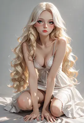 Ethereal Blonde Beauty in White Silk