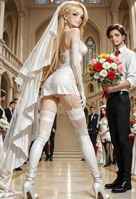 Beautiful Bride in a Gothic Cathedral