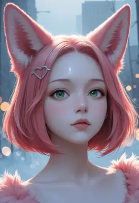 Pink Haired Fox Girl Portrait