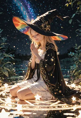 Starlight Witch Praying by the Water