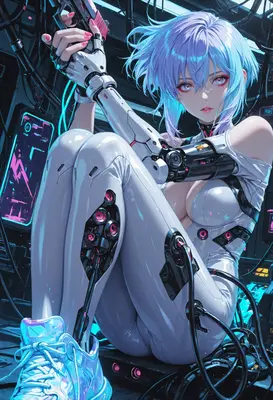 Cybernetic Soldier in Neon Lab