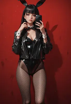 Edgy Bunny Girl Mirror Selfie