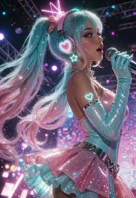 Cyber Pop Idol Singing on Stage