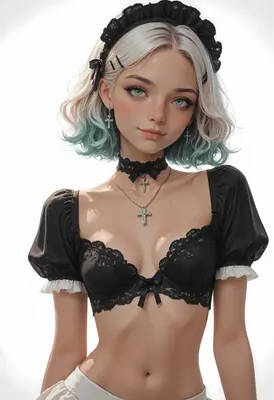 Gothic Maid with Teal Highlights