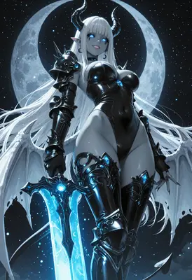 Lunar Demon Queen with Glowing Blade