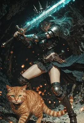 Warrior Queen and Her Guardian Cat