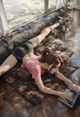 Flexible Gamer Working at Home