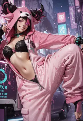 Pink Kigurumi Cyberpunk Girl