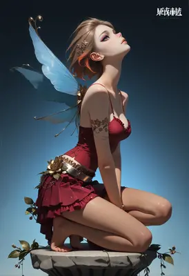 Ethereal Fairy Perched on Stone