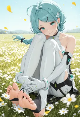 Serene Moment in a Flower Field