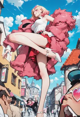 Stylish Fashionista Striding Through Town