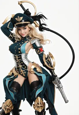 Steampunk Military Officer with Whip