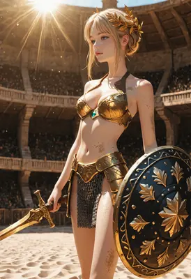 Golden Gladiator in the Arena
