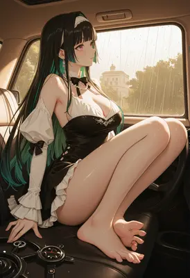 Rainy Day Drive with Elegant Maid