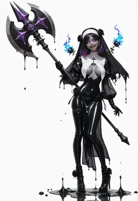 Gothic Nun with Enchanted Battle Axe