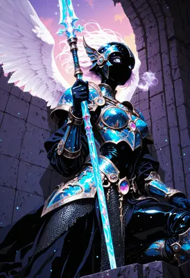 Celestial Void Knight With Glowing Spear