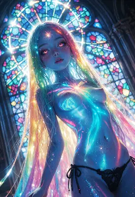 Stained Glass Celestial Goddess