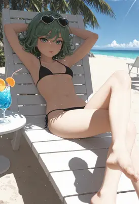 Tatsumaki Relaxing on a Sunny Beach