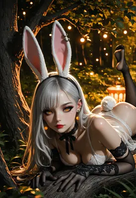 Enchanted Forest Bunny Girl Lingerie Portrait