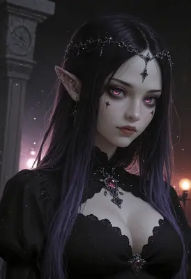Gothic Elf Queen With Glowing Eyes