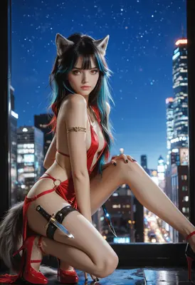 Cat Girl Assassin at Night