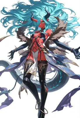 Fiery Demon Queen with Flowing Hair