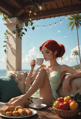 Morning Coffee by the Tropical Coast