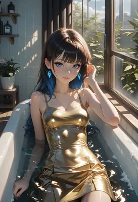 Golden Dress in the Morning Bath