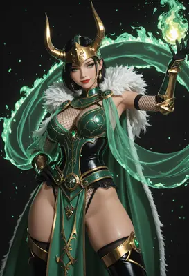 Enchanting Sorceress of Emerald Flame