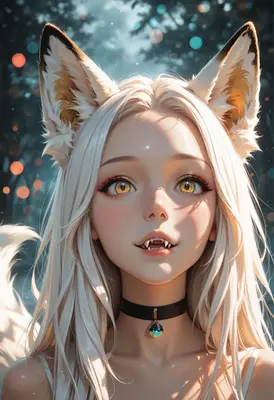 Ethereal White Fox Girl Portrait